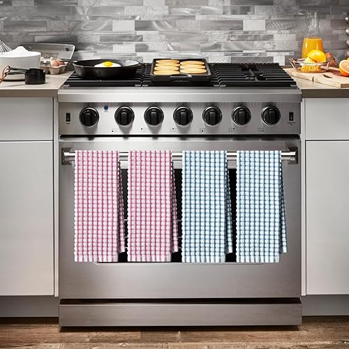 Miniatura 2 de Artoid Mode Juego de 4 paños de cocina de algodón rosa y azul, 16 x 25 pulgadas, ultra suaves, absorbentes, de secado rápido, paños de limpieza del