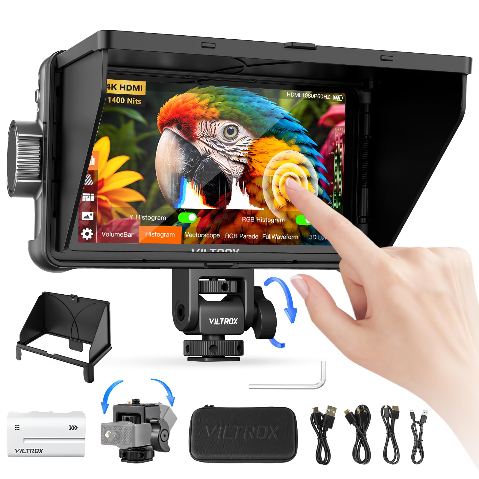 VILTROX DC-550 Pro II Camera Field Monitor External 4K per Fotocamera 5.5 Pollici HDMI Batteria Inclusa,Controllo Della Camera,Display 1400Nit IPS HD 1920x1080 DSLR Sony Canon Nikon(Upgrade DC-550Pro)