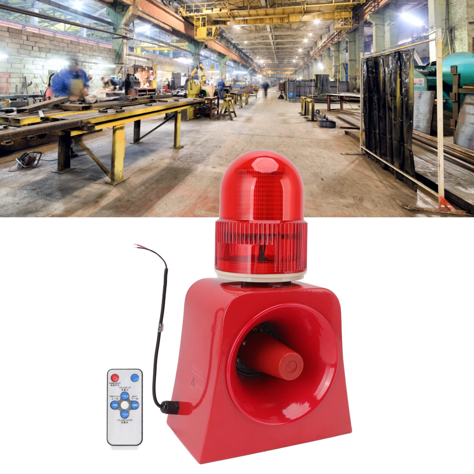Sirena de Alarma Industrial, Sonido Bocina Fuerte Al Aire Libre Voz Personalizable para Seguridad Garaje Tienda