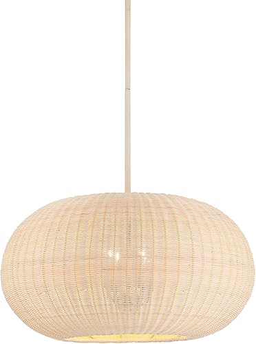 Minka Lavery Modjeska 3546-66A Lámpara colgante de ratán natural, 4 luces 240 vatios totales, 13 pulgadas de alto x 24 pulgadas de ancho, carbón