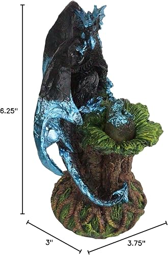 Miniatura 9 de Ebros Blue Midnight Dragon Mother Guarding Huevo translúcido con luz nocturna LED, figura como Calabozos y Dragones, decoración de fantasía,