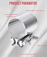 Vista 4 de Zlirfy Abrazadera de Banda de Escape de Acero Inoxidable, Abrazadera Universal de Ensanchamiento para Tubería de Escape de Junta a Tope de 2.0'-4.0