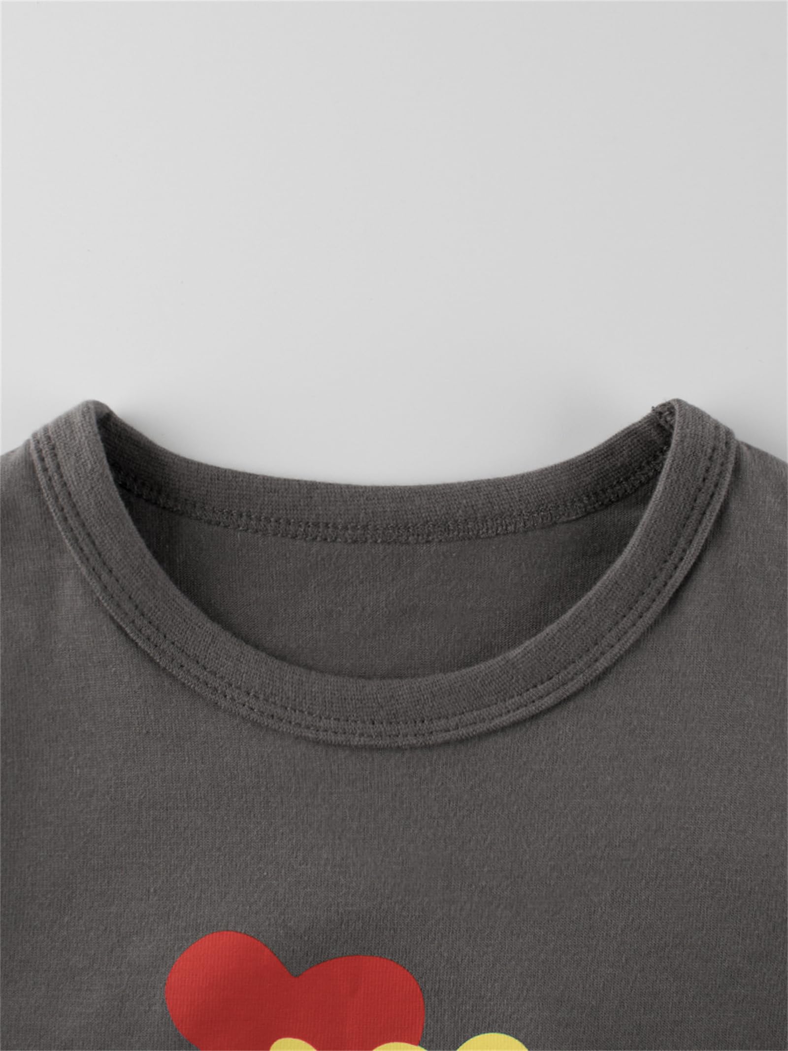 Meufam Toddler Baby Girls Fall Long Sleeve T-Shirts Causal Loose Soft Cotton Graphic Basic Layering Undershirts (Dark Gray,120/4-5 Y,Unisex,Big Kid,US,Age,4 Years,5 Years)