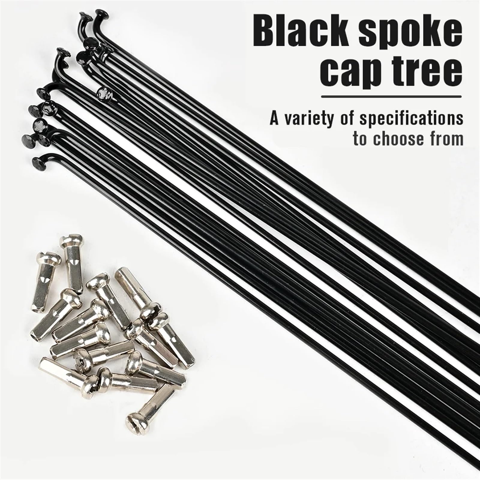 Für Fahrradspeichen, Draht, Mountainbike, Rennrad, 304 Edelstahl, 14 G, schwarz, hochfest, für Fahrradspeichen, 257 mm - 293 mm Speichenkappe