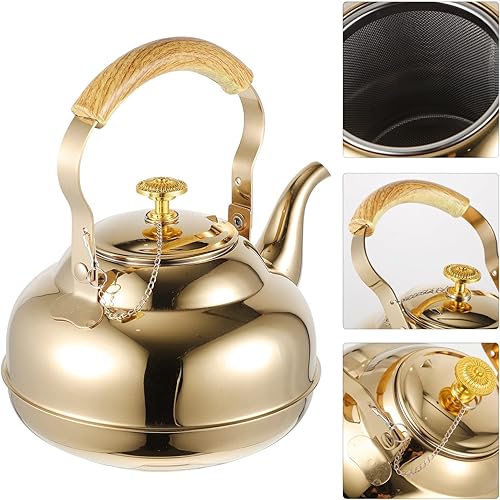 Miniatura 6 de Hervidor de té de acero inoxidable con infusor para estufa, tetera segura para acampar, hervidor de agua, utensilios de cocina para estufas