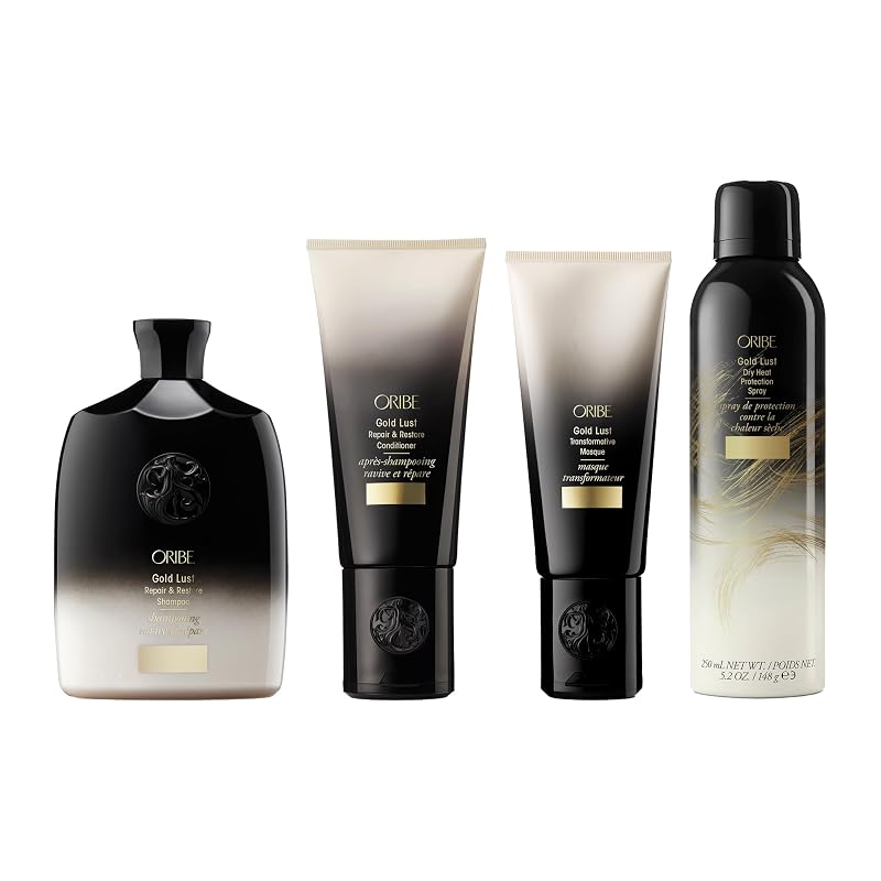 Set de Shampoo, Acondicionador, Mascarilla y Spray Protector de Calor ORIBE Gold Lust