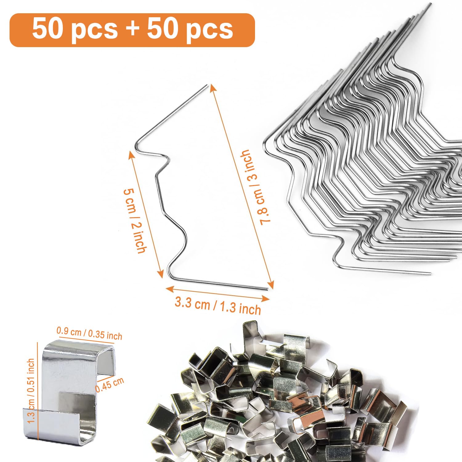 100 pcs Greenhouse Glass Clips, Green House Clips for Glass Pans, Garden Greenhouse Glazing Fixing Clips, Stainless Steel Glazing Clips for Glass House Panels(50 W Glazing Clips & 50 Z Overlap Clips) - Image 2