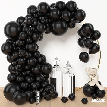 Amandir 153 Pcs Black Balloons Arch Garland Kit Different Sizes