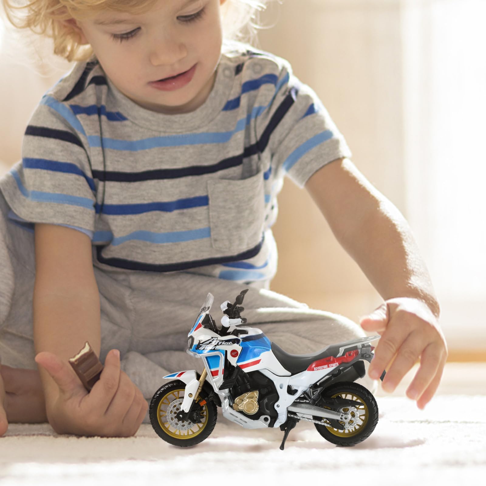 Compatibile per Honda Africa Twin Avventura Dirt Bike 1:18 Moto Bicicletta Giocattoli Motocross Modello Giocattoli Nero Moto Modello