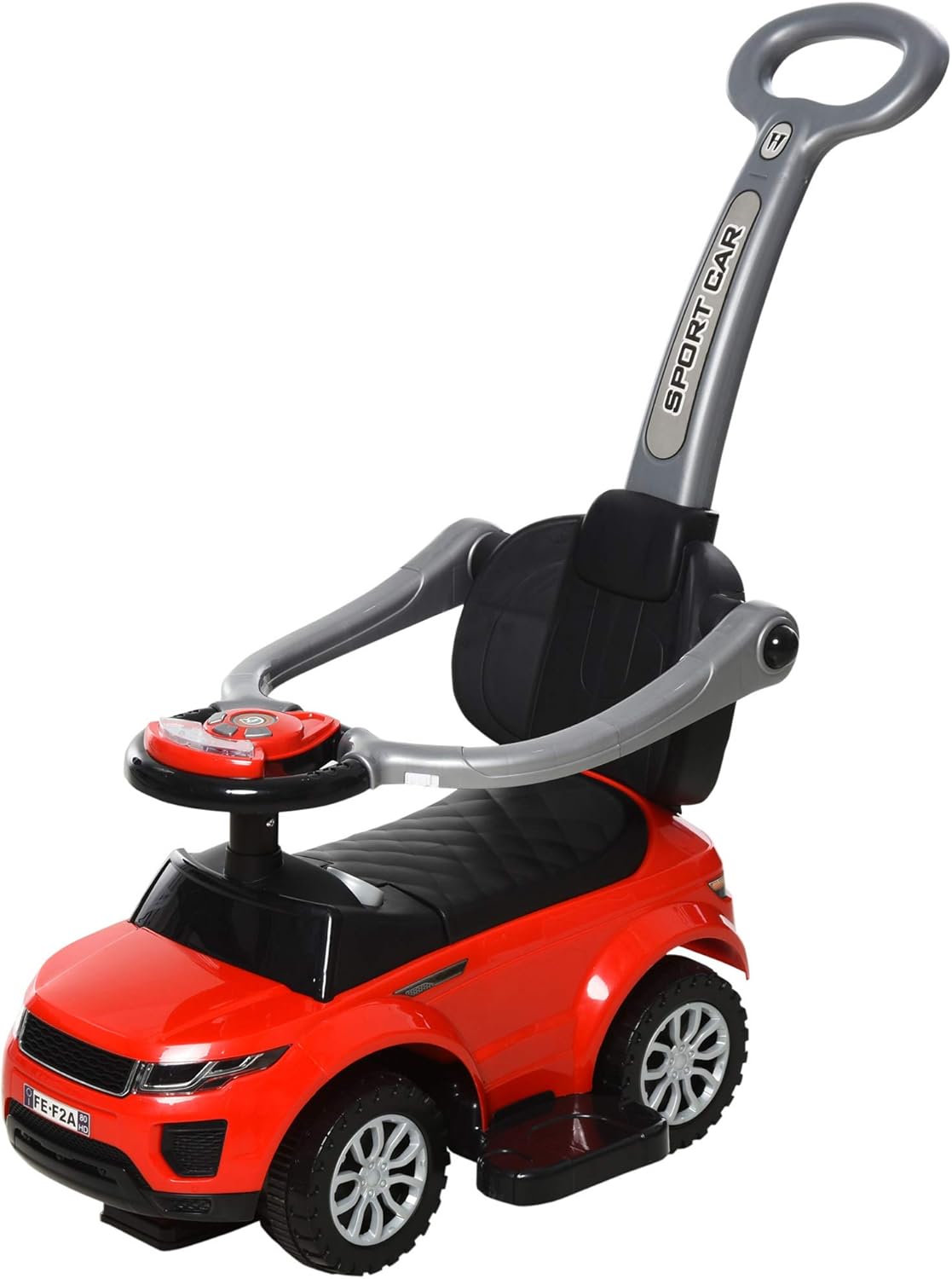 Aosom 3 in 1 Push Cars for Toddlers Kid Ride on Push Car Stroller Sliding Car with Horn Music Light Function Secure Bar Ride on Toy for Boy Girl 18-36 Months Red