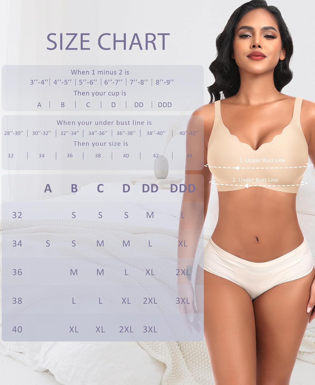 Ganado Wireless Bras for Women No Underwire Scalloped Seamless Bras with Support and Lift Padded T Shirt Bra Comfort Bralette - Image 6