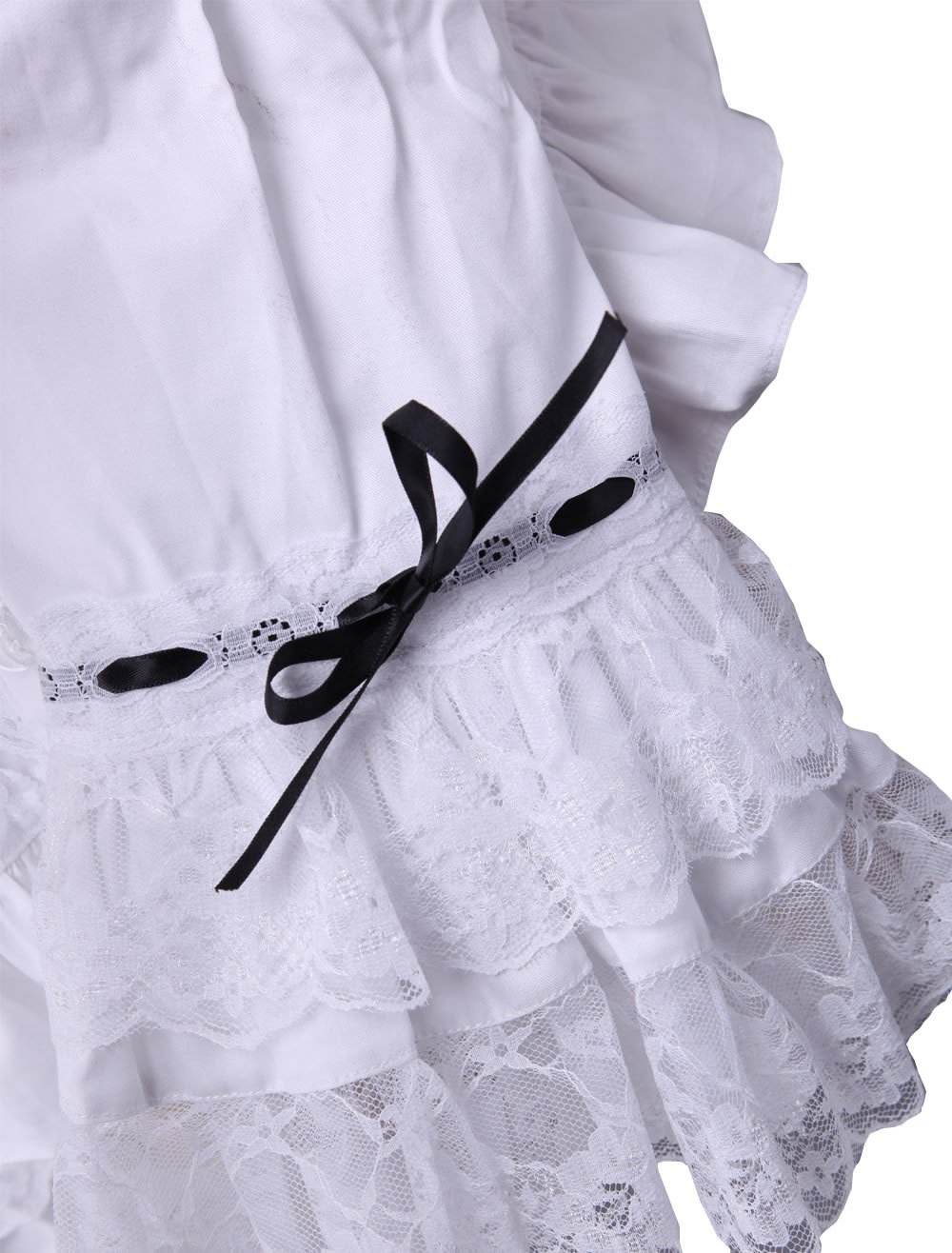 an*tai*na* Camicia colletto da marinaio vittoriano in cotone bianco con pizzo nero e volant,S