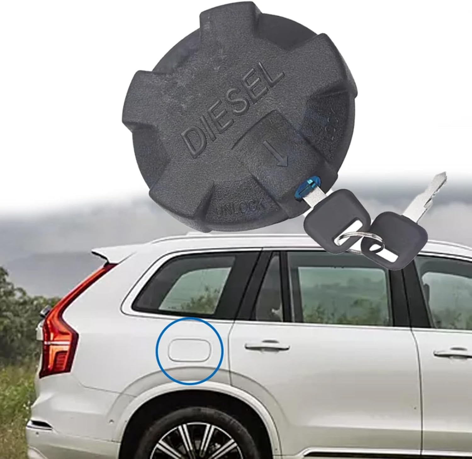 給油口キャップ for ボルボ用、キー付きタンクキャップ、ガスタンクキャップ、燃料タンクキャップ 1189577