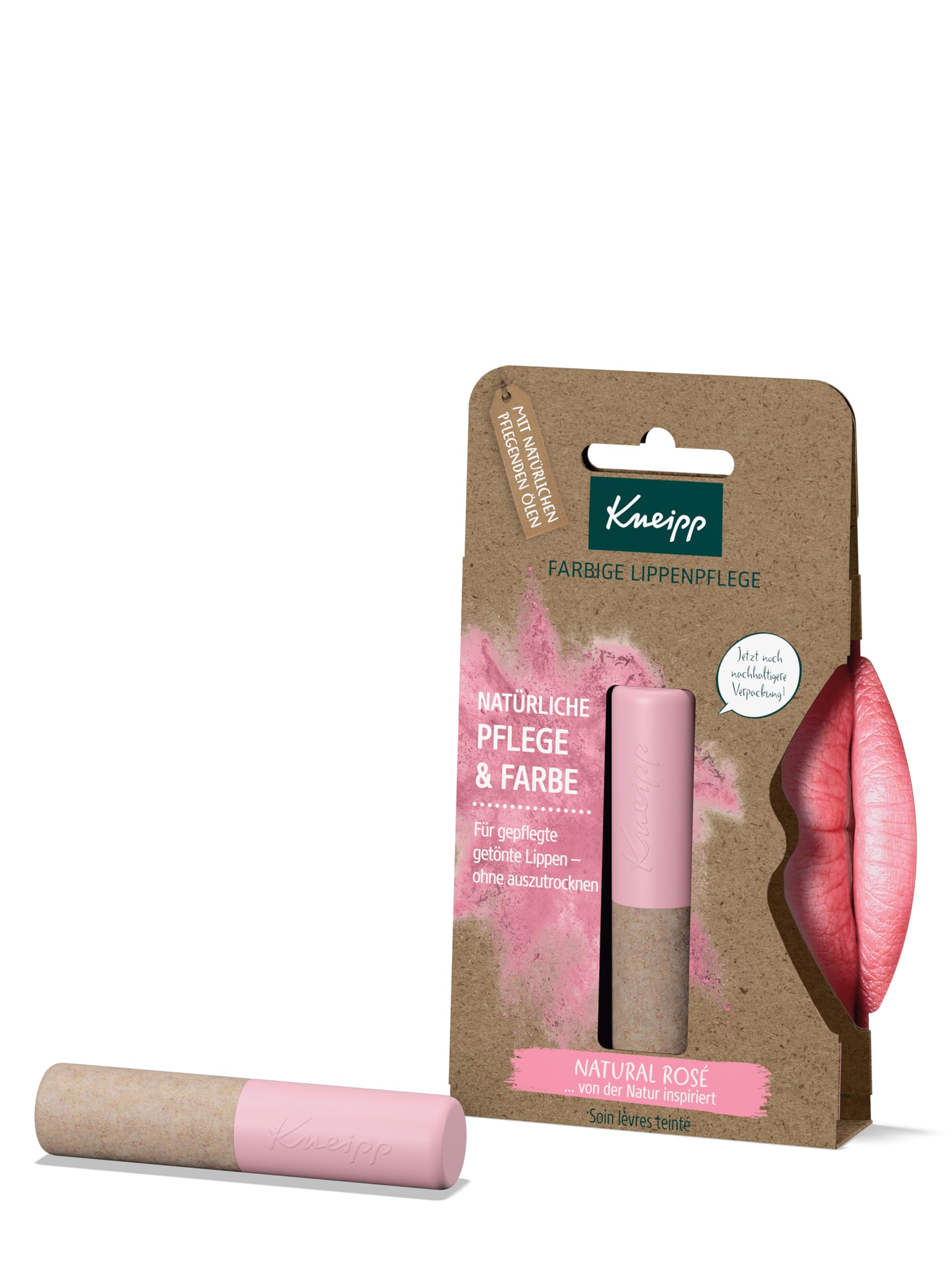 Kneipp Natural Rose Coloured Lip Balm Natural Care & Colour for Nourished Tinted Lips 3.5 g.