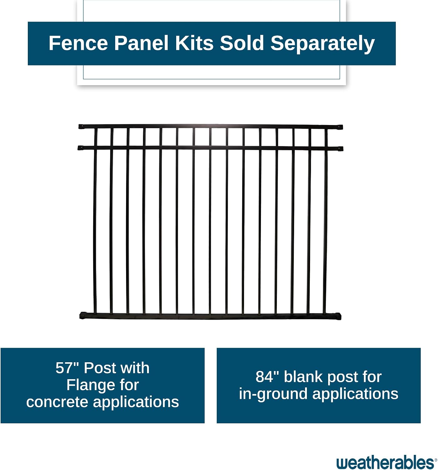 Weatherables Cypress Aluminum Fence Kit – DIY Kit for Backyard and Garden Fencing, Made with Durable Powder-Coated Aluminum That Combats Rust, Fading, and Corrosion (84" In-Ground Post)