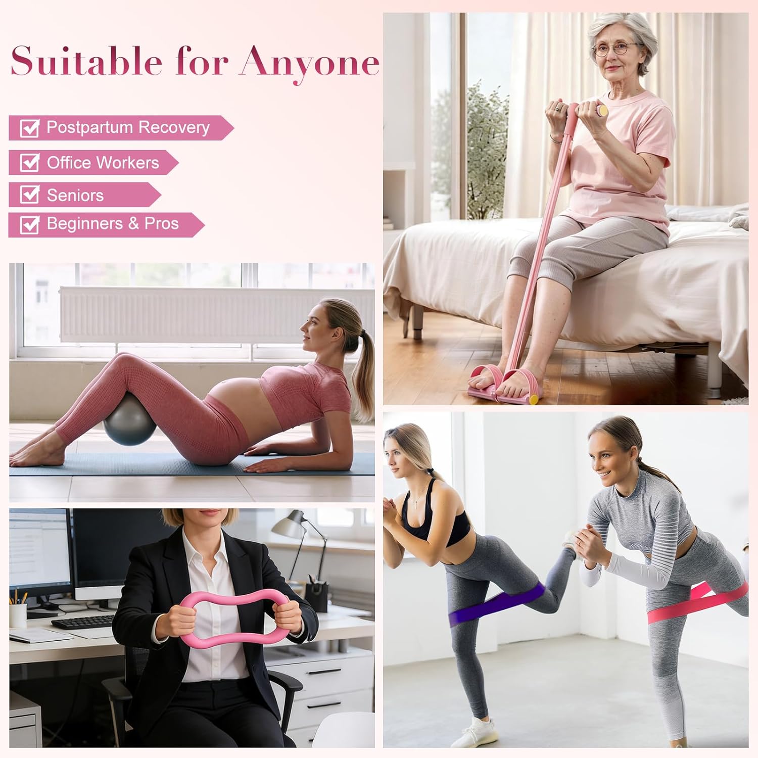 Pilates Kit for Women, 15-Piece Ultimate Pilates Set with Pink Pilates Ring, Ball, Resistance Bands & Essentials - Premium Home Workout Equipment for Full Body Sculpting & Toning, Beginner to Pros - Image 7