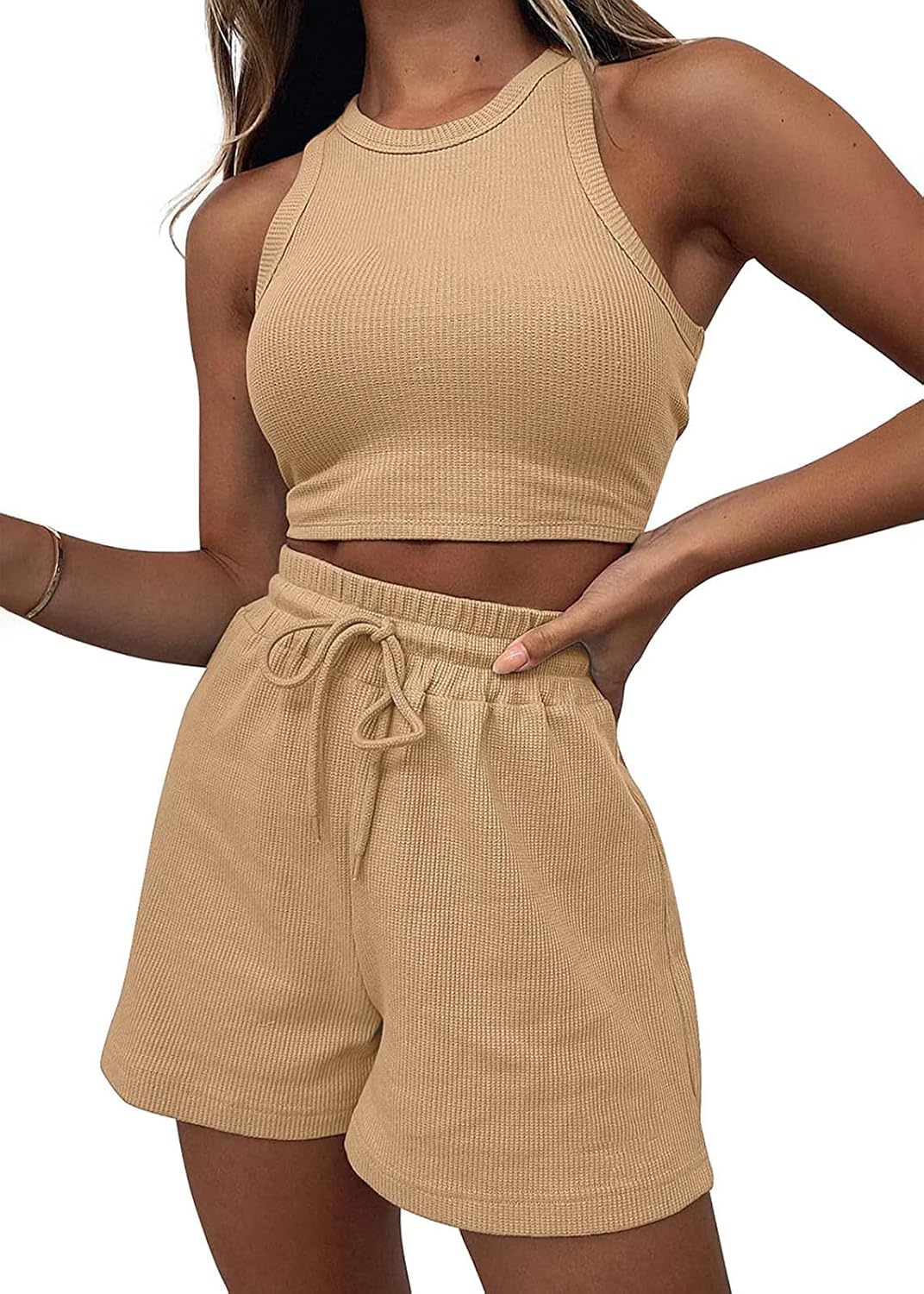 shownicer Ensemble Femme 2 Pièces Chic Et Elegant Top sans