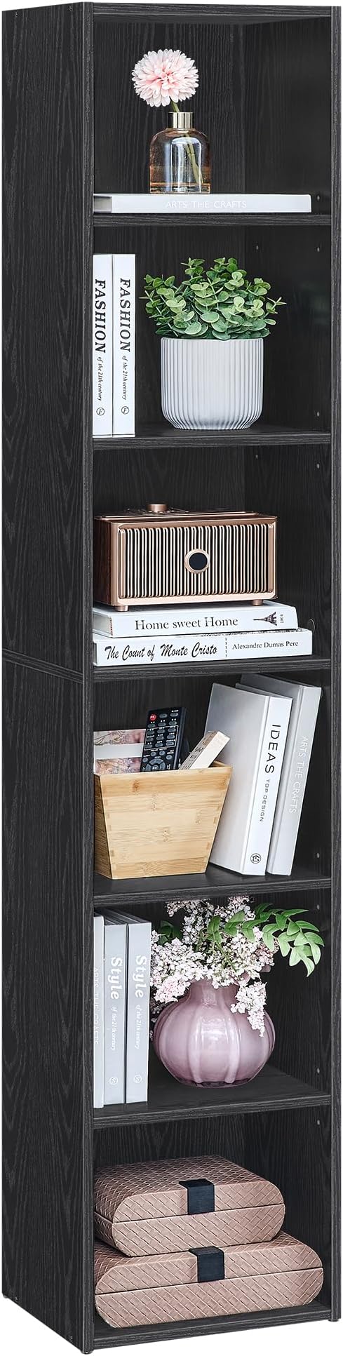 Custos Collection - Bookshelf, 6-Tier Bookcase, Book Shelf, Open Storage Shelf, 9.4 x 11.9 x 63.3 Inches, for Living Room, Home Office, Dinning Room, Ebony Black ULBC411B01