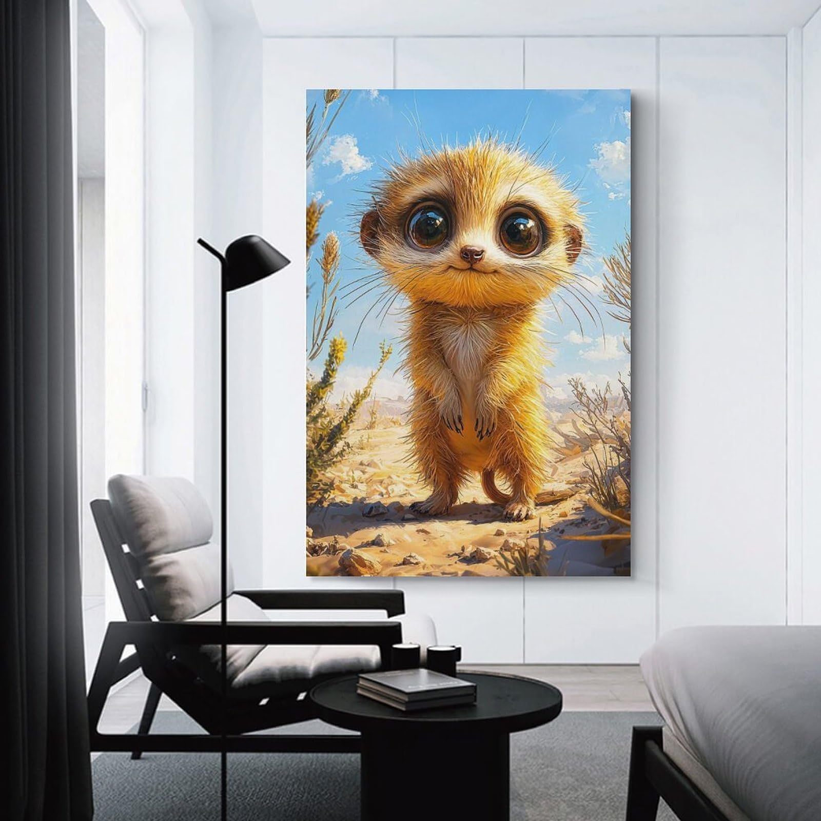 Junmoney Cute Meerkat with Big Eyes Decorative Wall Artwork, 16x24inch(40x60cm), for Corridors, Hallways Or Apartment Entries, Home Artwork for First Impressions