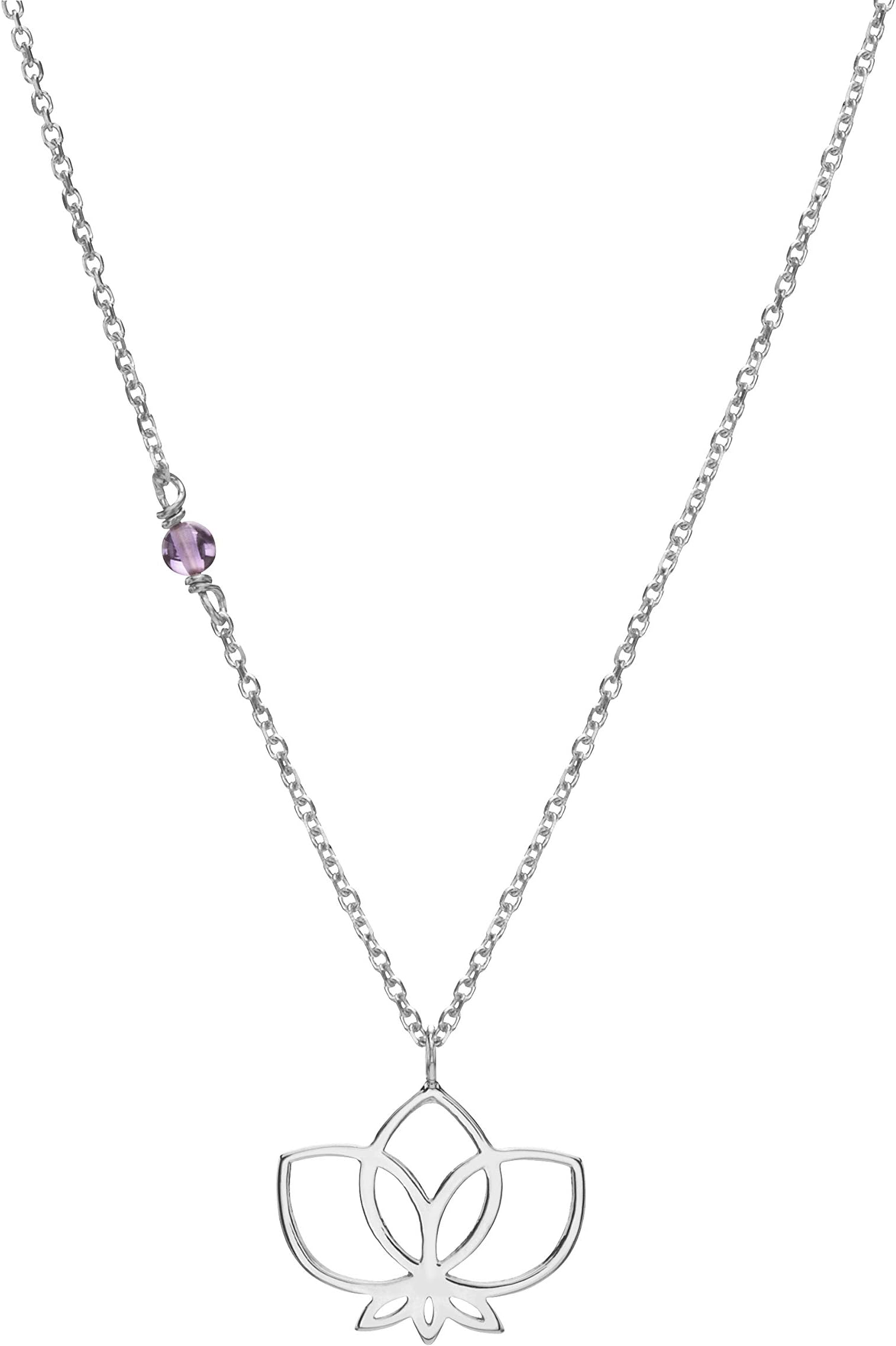 Delicate Lotus Pendant Necklace Handcrafted in 925 Sterling Silver with Round Amethyst Pendant Necklace from Wellbeing Collection by Nicofilimon the Jewelry Designer