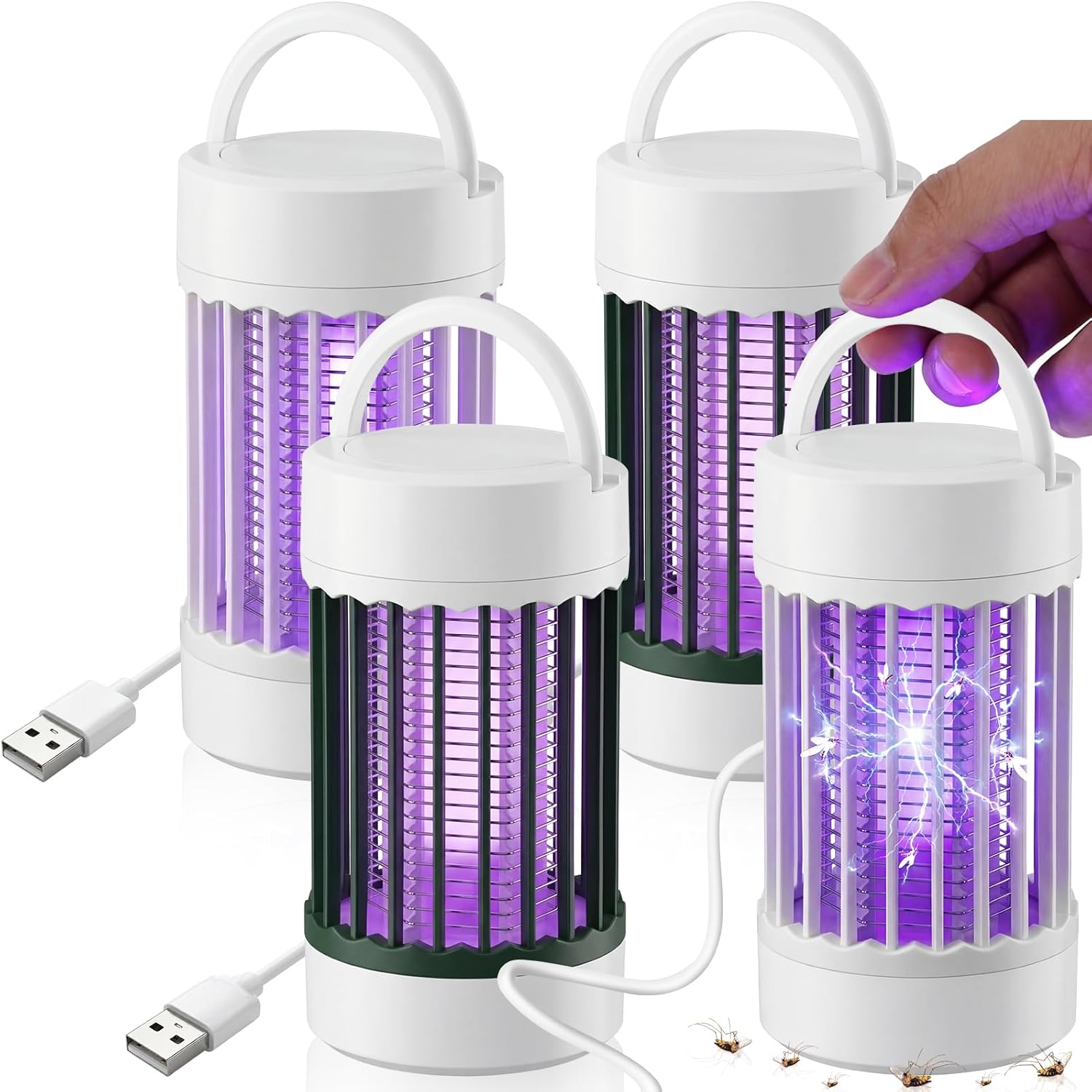 4 Pcs Bug Zapper Indoor USB Powered Mosquito Killer Lamp with 365nm UV Light, Portable Fruit Fly Gnat Trap for Home Bedroom Kitchen Office Gnats Moths