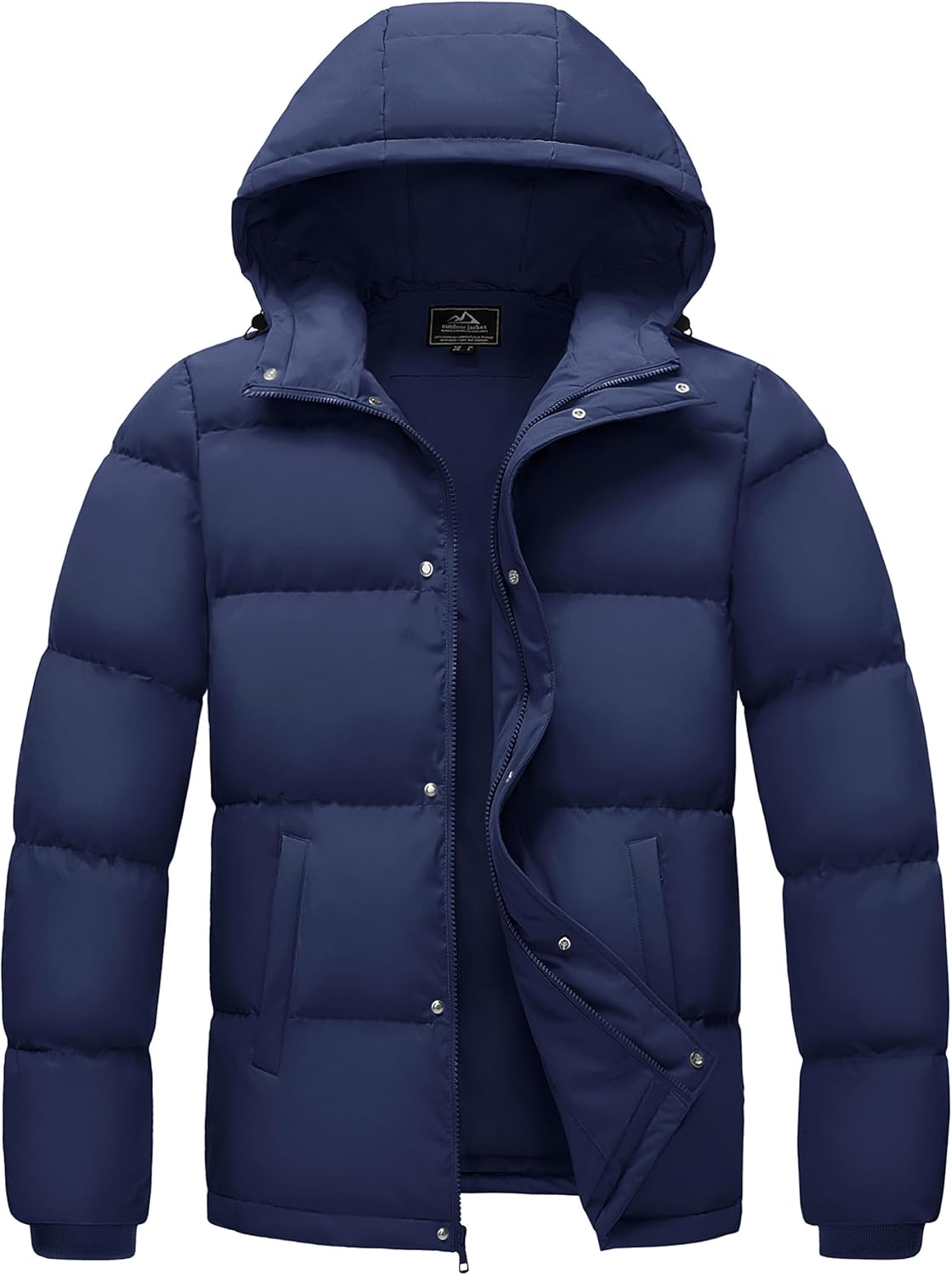 Cotrasen Men's Puffer Jacket Hooded Down Jacket Water-Resistant Windproof Full Zip Up Winter Warm Thicken Coat with Hood - Image 7