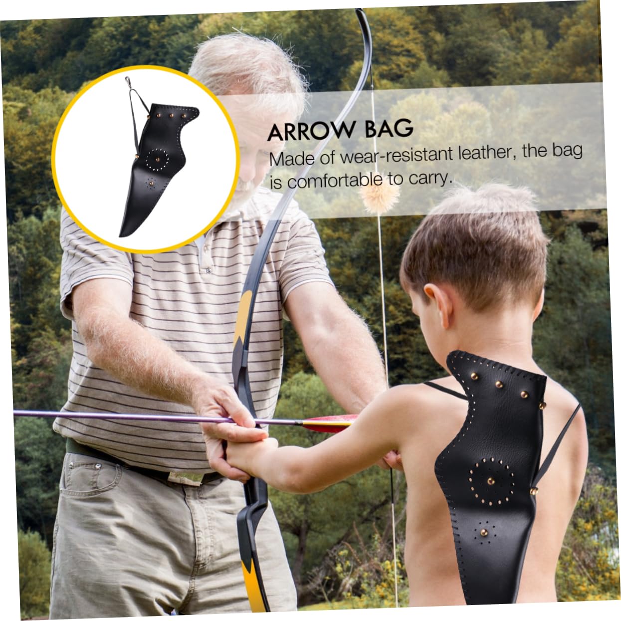 BESTonZON 1Pc Wear Resistant Leather Arrow Bag High Capacity Stylish for Outdoor Hunting Riding Suitable for Left Right Hand Comfortable Washable Design