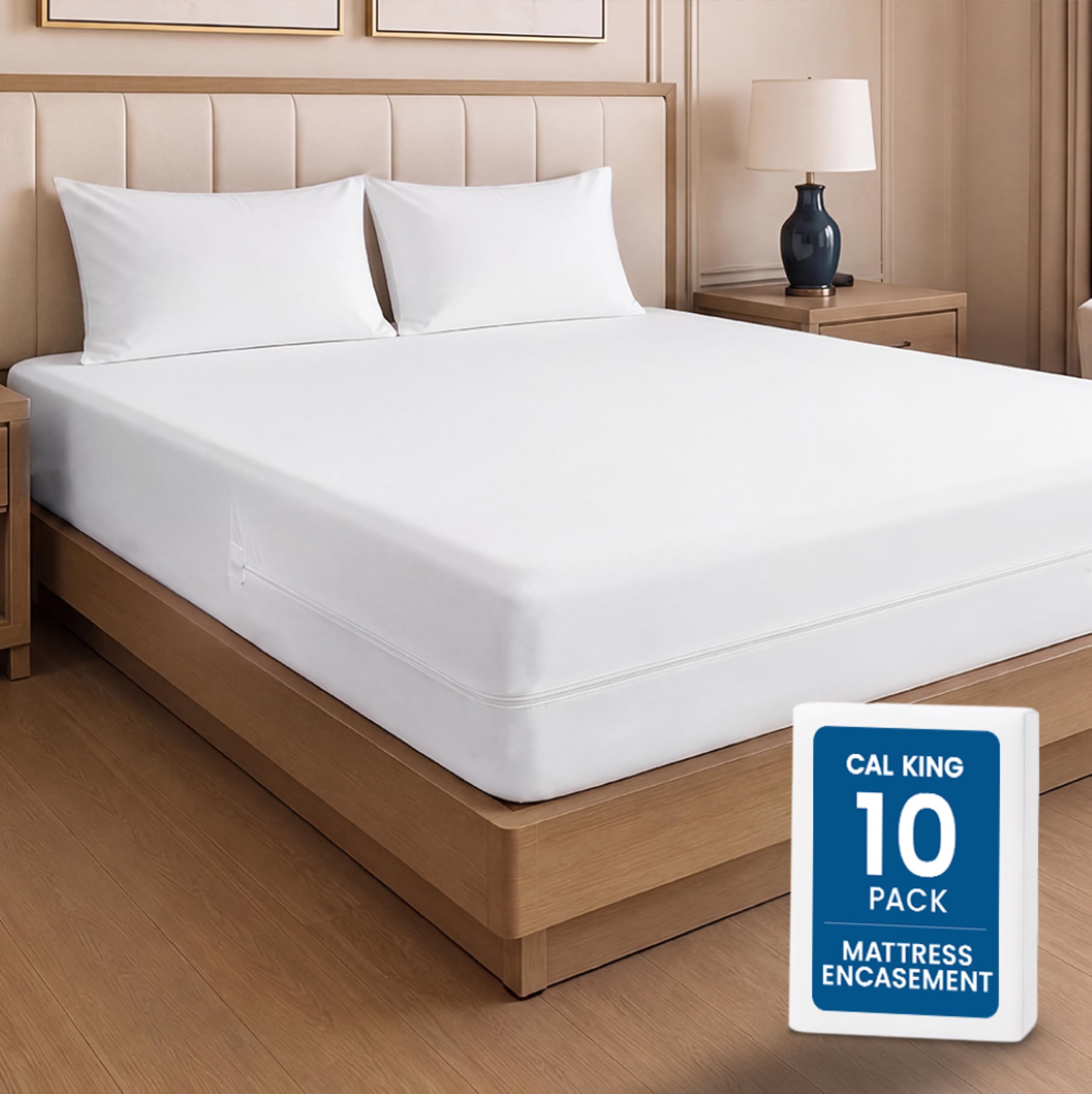 Bulk 10-Pack Hotel California King Mattress Encasement 100% Waterproof