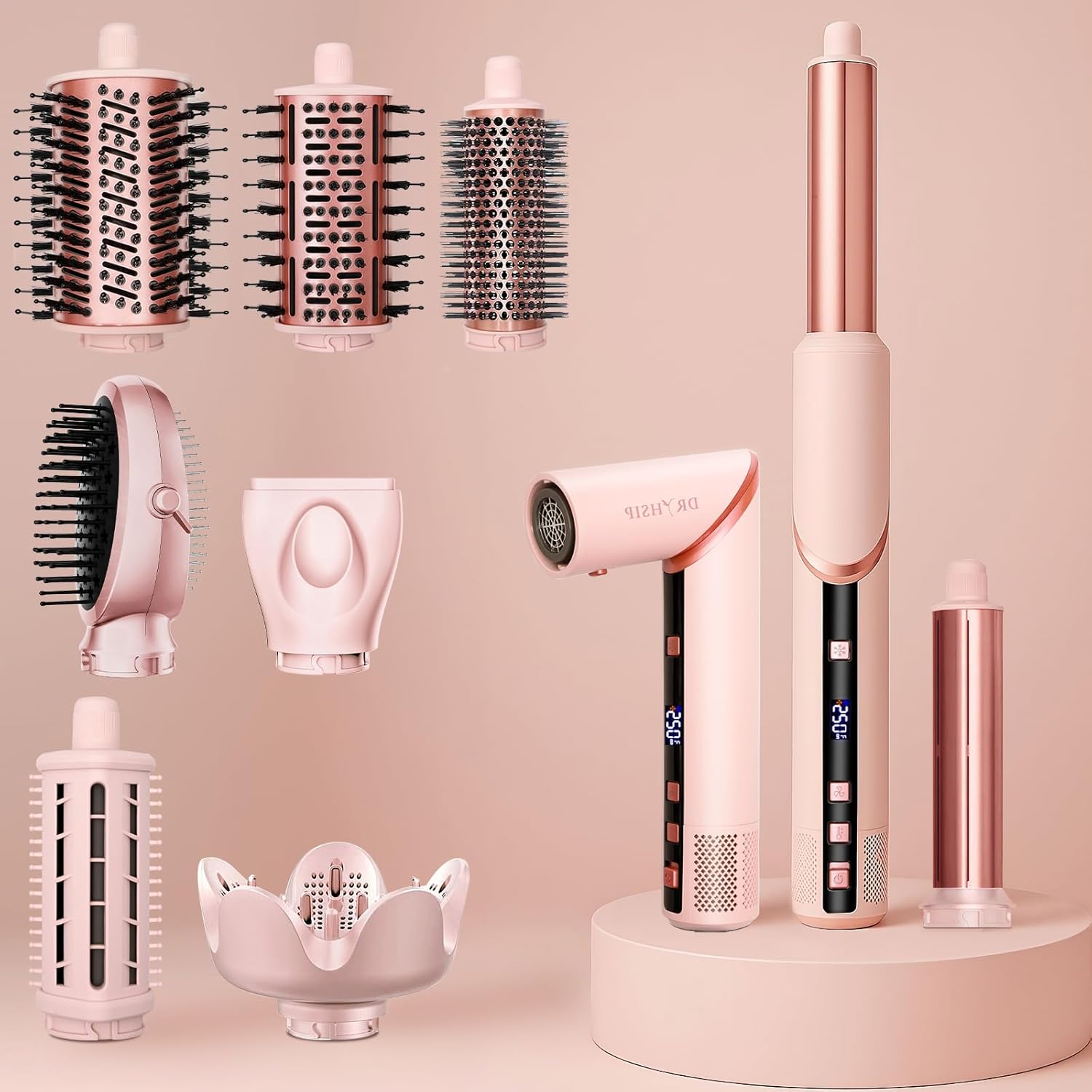 AVENHO 9 in 1 Hot Air Styler Wrap, High-Speed Hair Dryer Brush with Auto Wrap Curlers, Foldable Ionic Blow Dryer Brush for Fast Drying, Smoothing & Volumizing, Multi-Styling Tools (Gifts for Women)