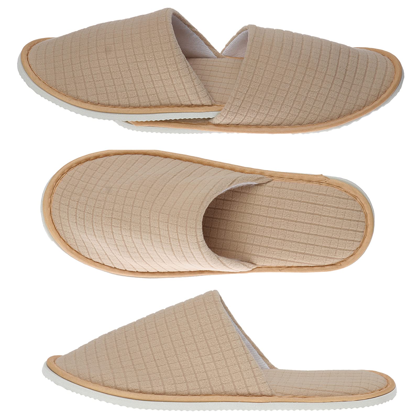 4 Paires Pantoufle de Spa Lavable | Chaussons Invités Jetable en Velours Léger Antidérapant pour Hôtel Voyage Maison Intérieur