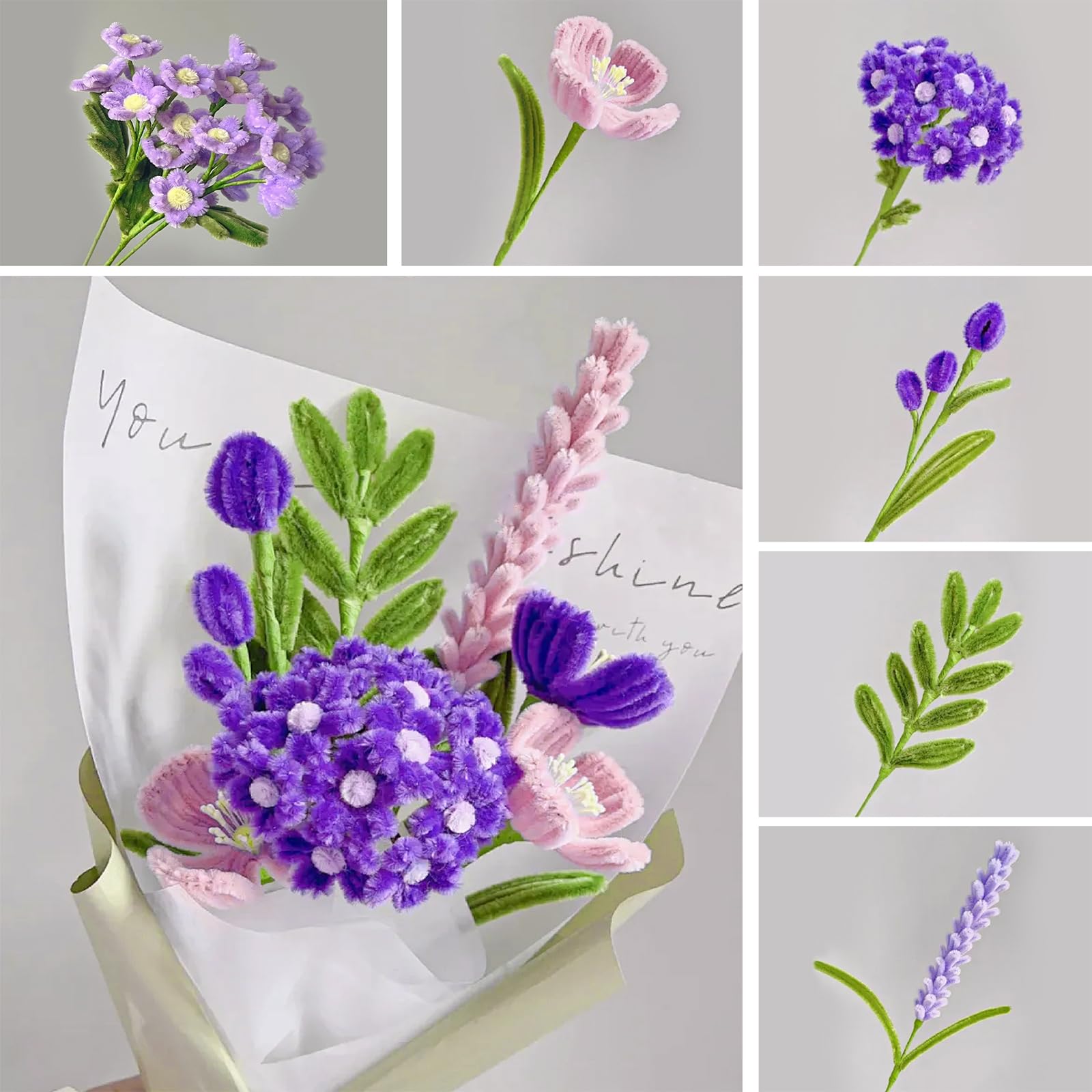 YSUVIN Bloempijpenrager-set – 784 Stuks – Roze, Lichtroze, Jade En Legergroen – Met Lint, Stelen En Meeldraden – Voor DIY-boeketten