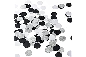 Novelty Black Silver Birthday Decorations - 1.2 inch Glitter Paper Circle Dots Confetti Party Supplies