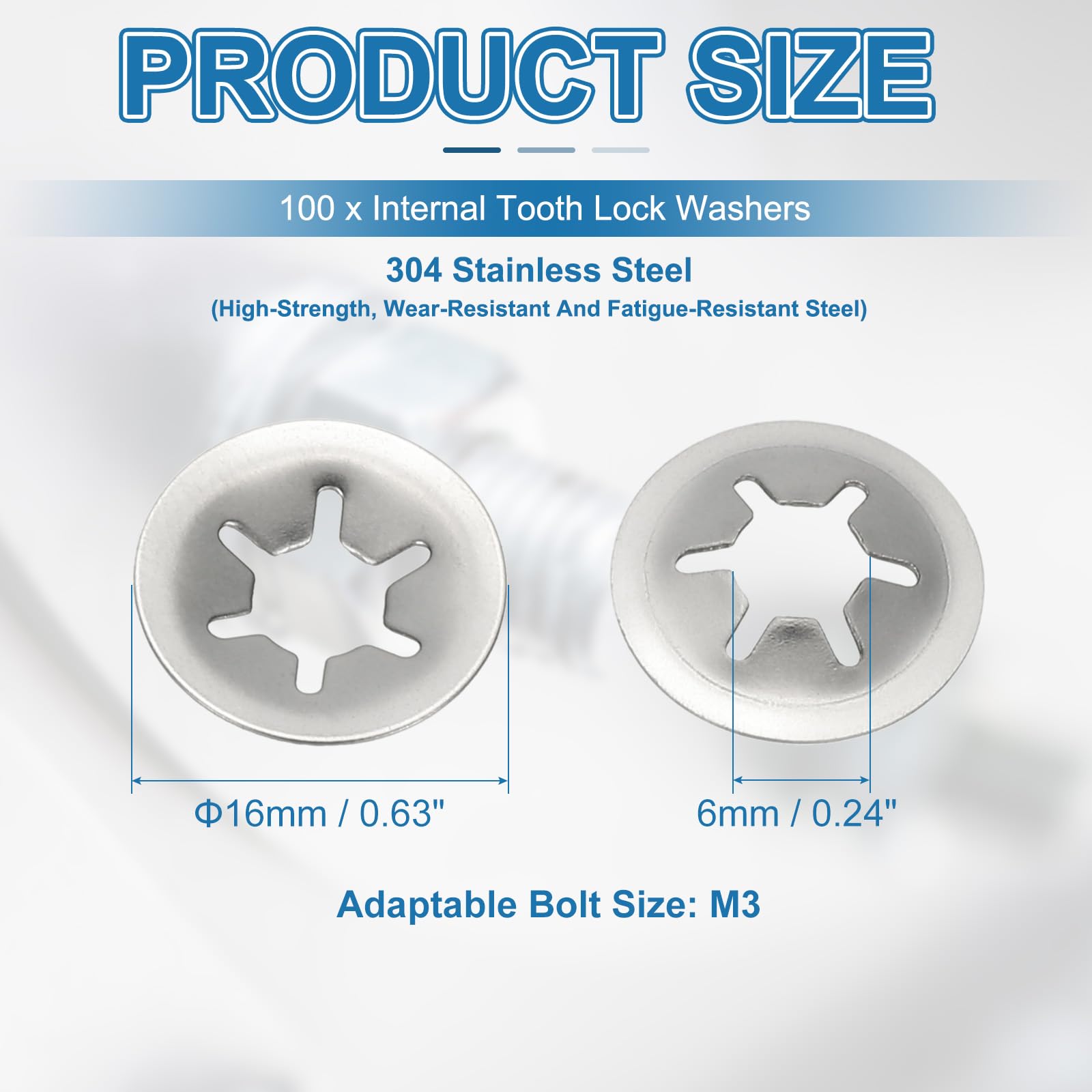 PATIKIL M6 Star Internal Tooth Lock Washers - Image 2