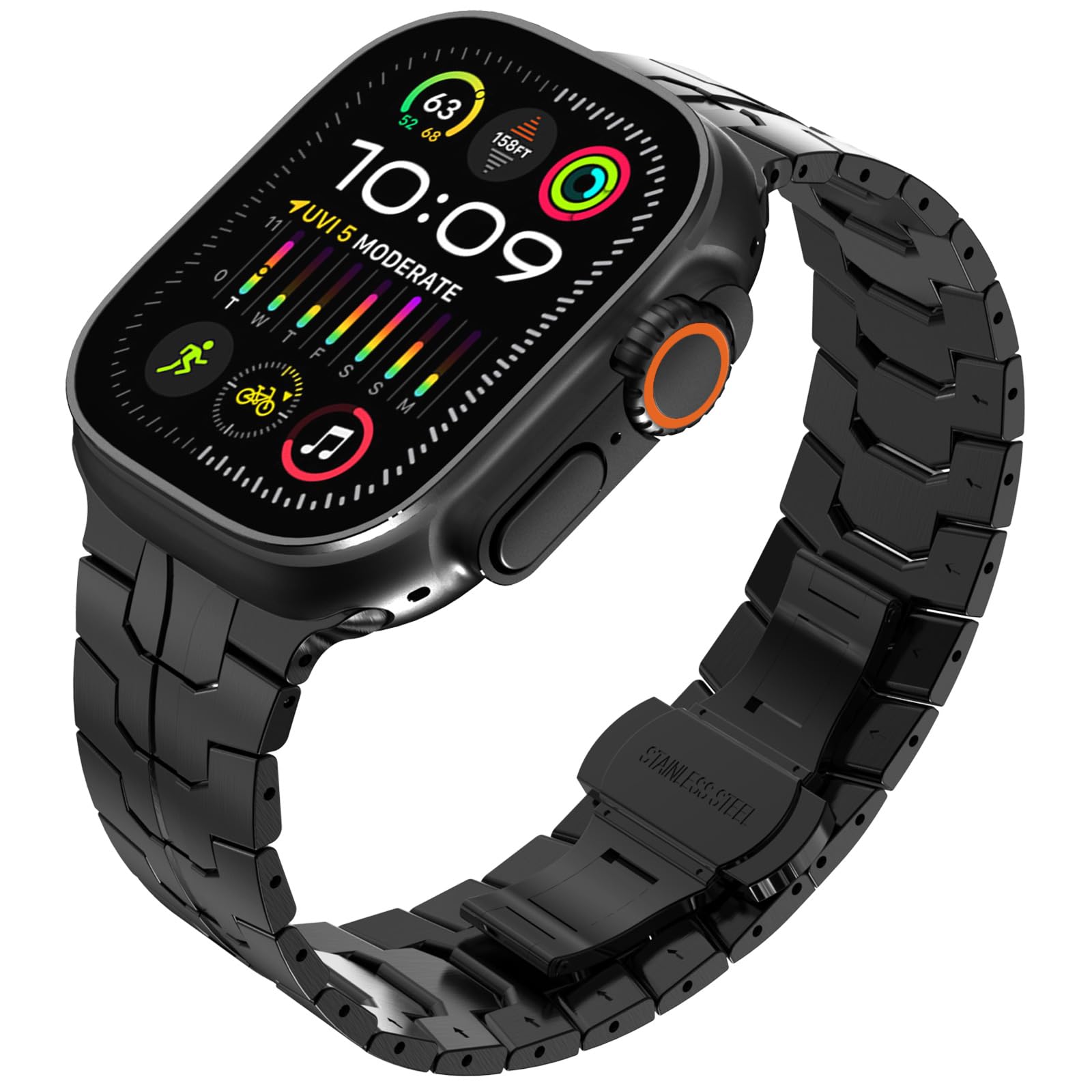KADES Stainless Steel Band Compatible with Apple Watch Band 49mm 46mm 45mm 44mm 42mm 41mm 40mm 38mm iWatch Ultra 2/Ultra iWatch Series 10 Series 9 8 7 SE 2022 6 5 4 3 2 1