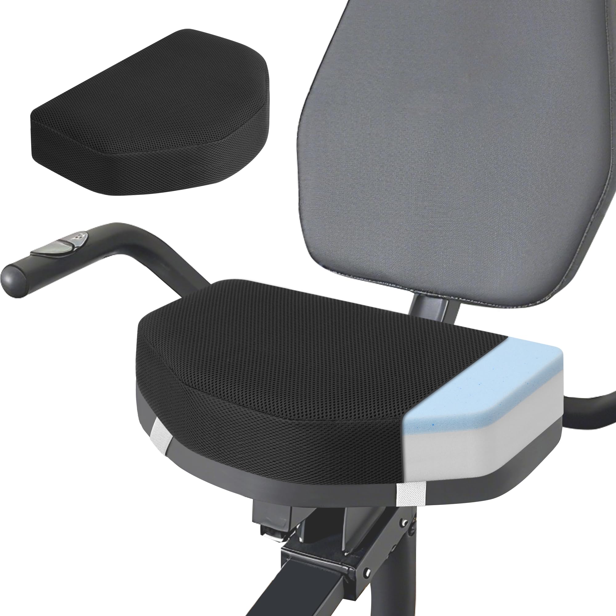 3" Thick Recumbent Exercise Bike Seat Cushion Extra Wide Soft Padded