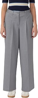 s.Oliver Damen Wide Leg Hose lang Hose aus Interlockjersey mit Wide Leg und Nadelstreifen