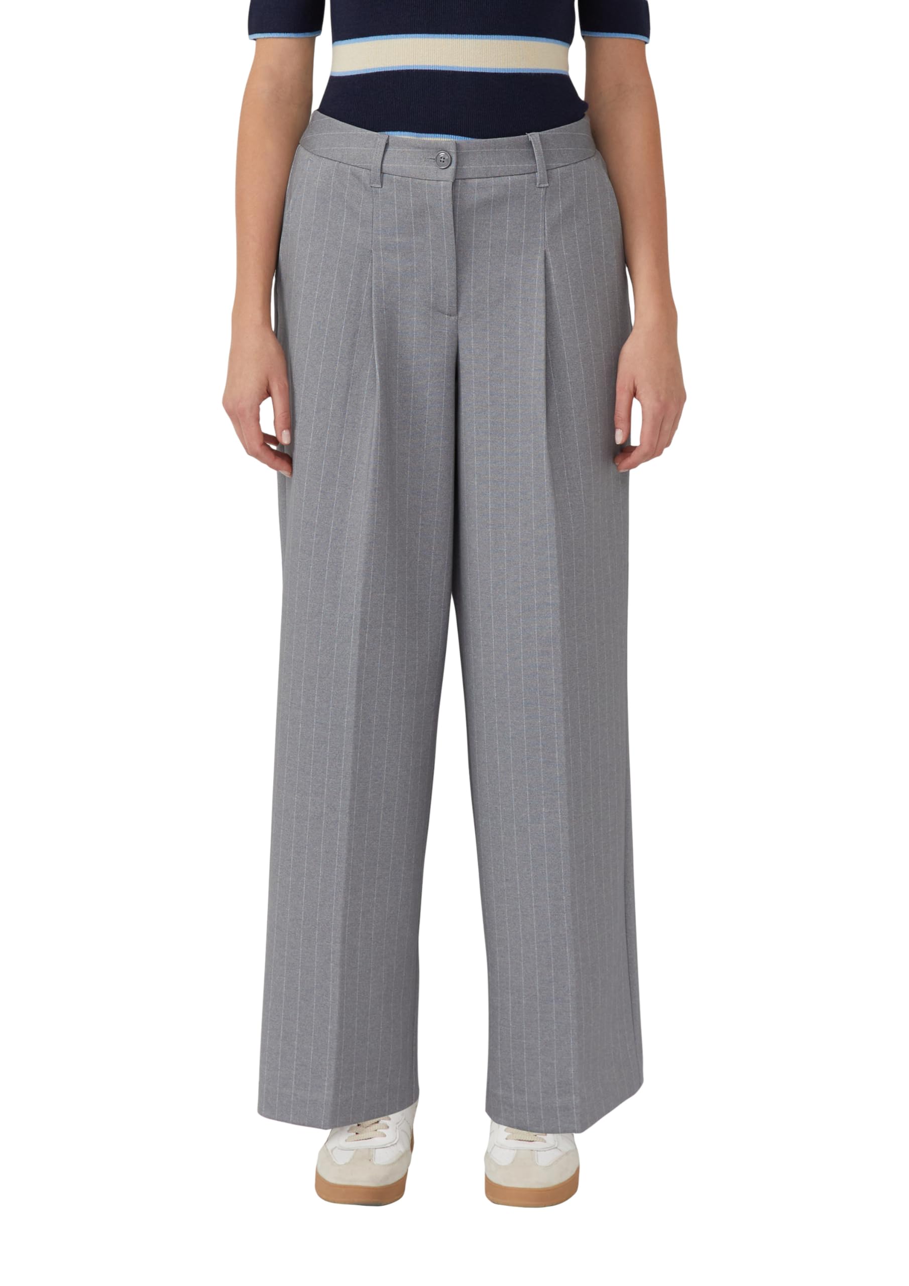 s.Oliver Hose aus Interlockjersey mit Wide Leg und Nadelstreifen