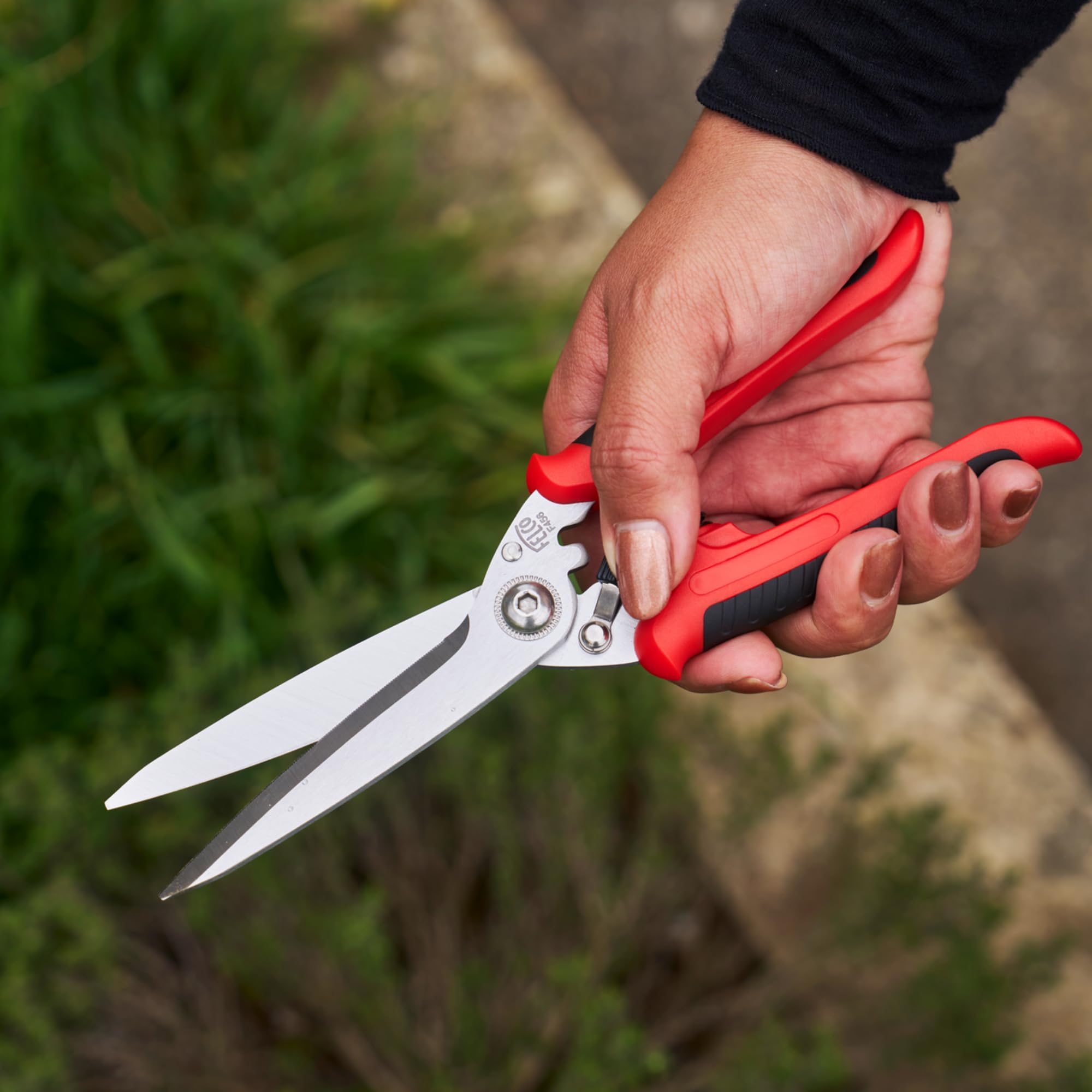 FELCO 456 Forbici Multiuso, Lame Curve in Acciaio Inossidabile, Lama Seghettata per Presa Sicura, Strumento da Taglio Multiuso per Giardino e Casa, Forbici di Precisione Premium