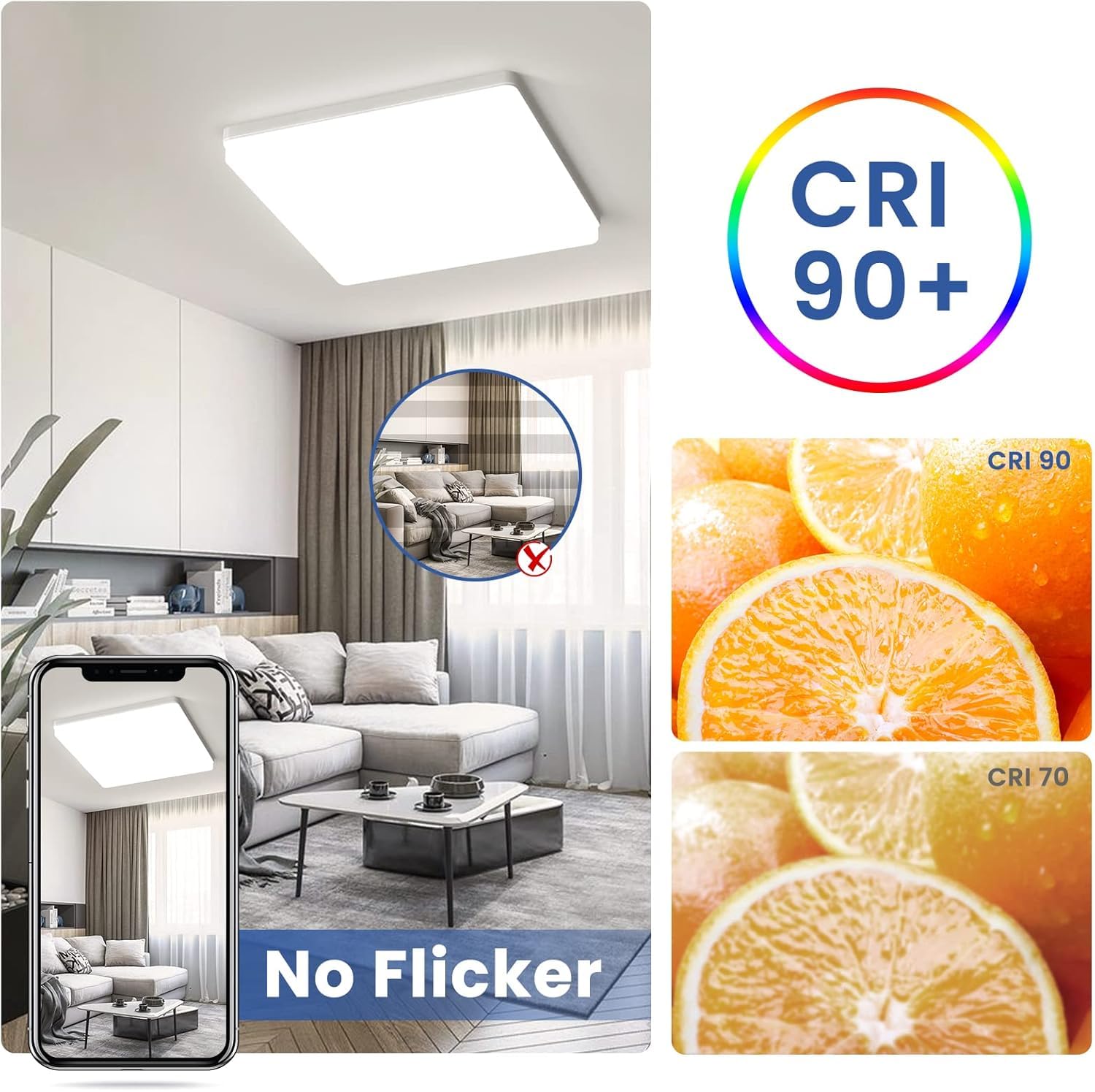 EASY EAGLE Plafoniera Led Soffitto Quadrata 48W Moderni Luce 4000K 4800LM IP44 Lampada per Bagno Cucina Camera da Letto Sala Soggiorno Corridoio Ufficio Cantina Ø30CM, Pack of 2