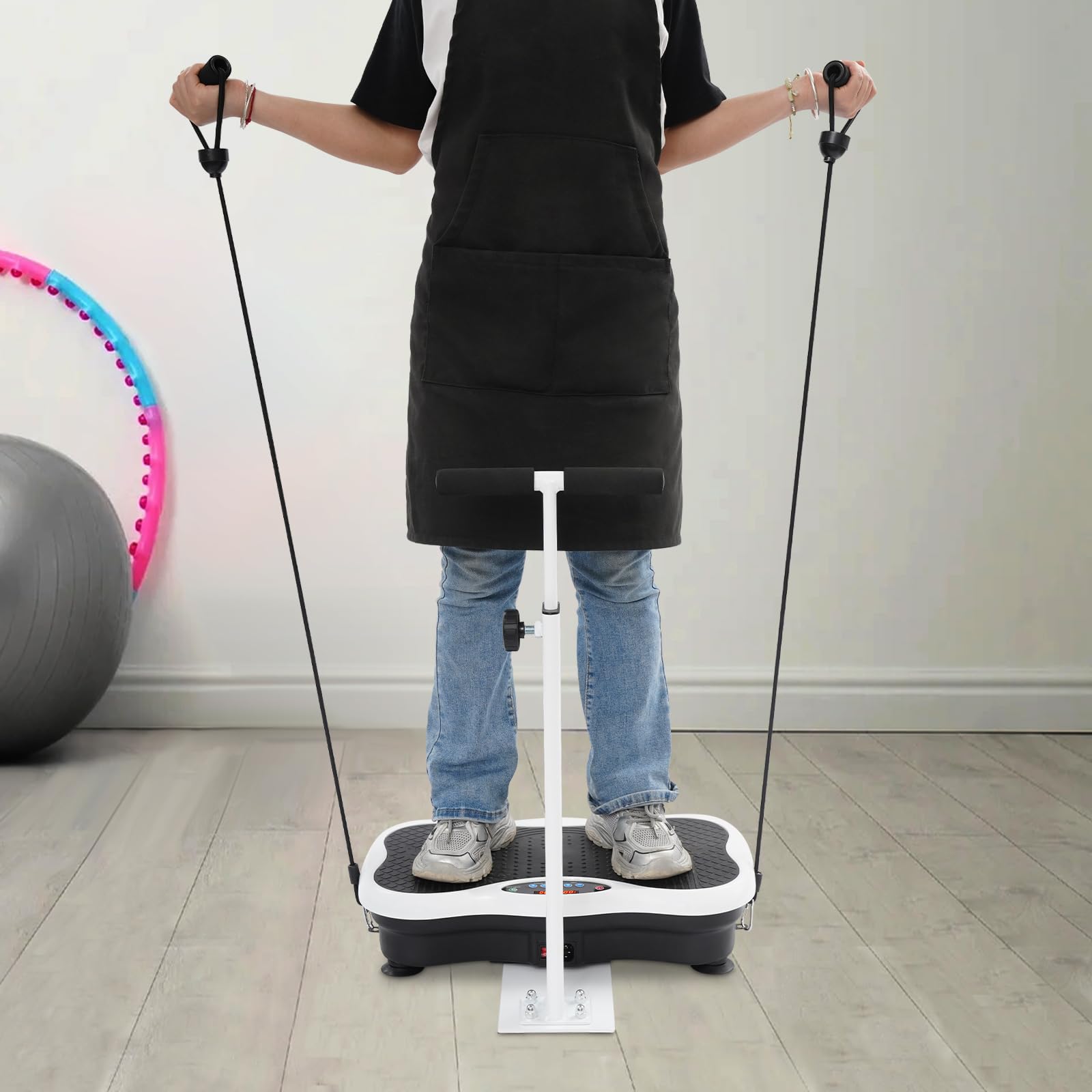 Vibrationsplatte, Rüttelplatte Sport für Zuhause, 180 W Fitness Vibrationsboard mit Verstellbaren & Armlehnen Fernbedienung, Fitnessgeräte für Zuhause | 120 Vibrationsstufen | 10 Trainingsprogramme