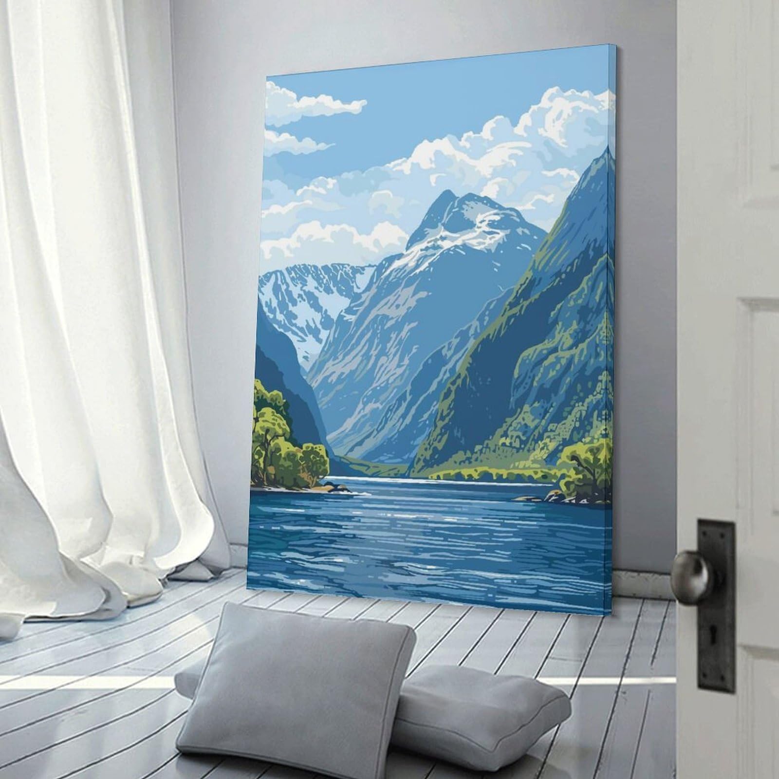 Junmoney Room Decor Wall Art New Zealand Landscape, 08x12inch(20x30cm), for Entrance Spaces, Stair Walls Or Halls, Home Artwork for First Impressions