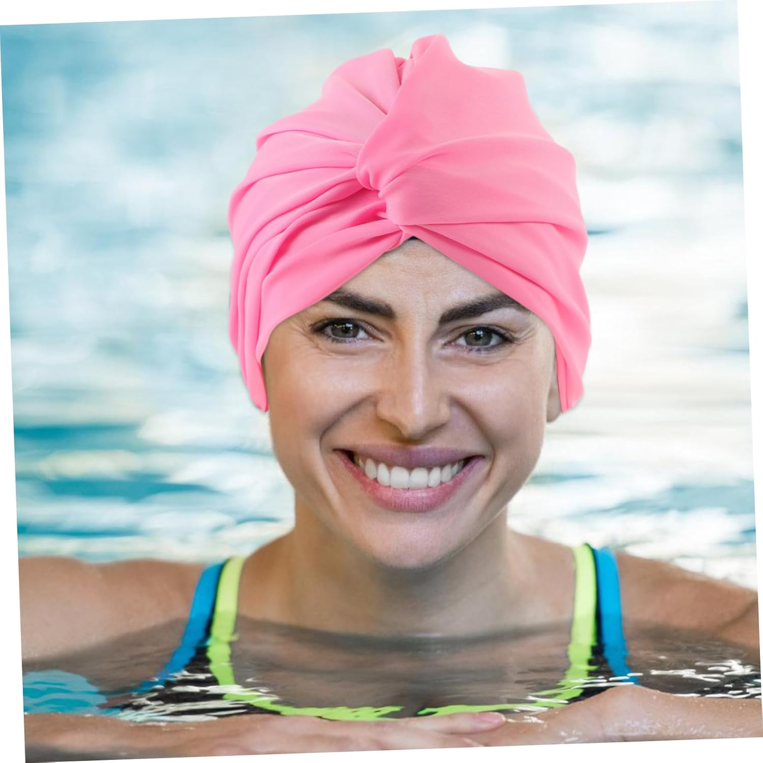 Mipcase Short Hair Pleated Shower Cap Swim Cap for Ladies Bucket Hats UK Swim Cap Fabric Swim Turbans for Women