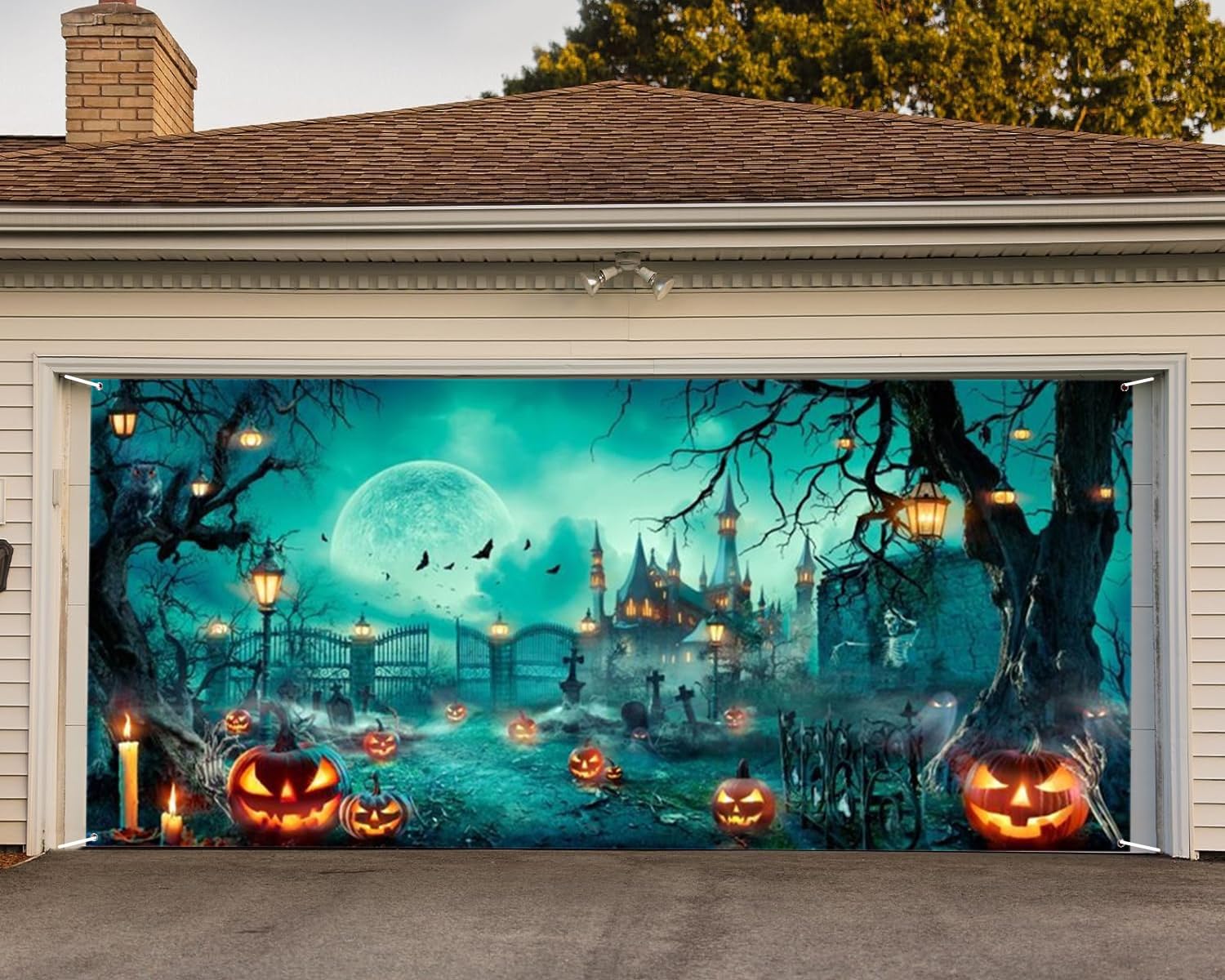 ChloropLastid Halloween Garage Door Decorations Background Large Hanging Backdrop Halloween Garage Wall Decorations Baby Shower Party Indoor Outdoor Decor Banner Cover 12x10ft