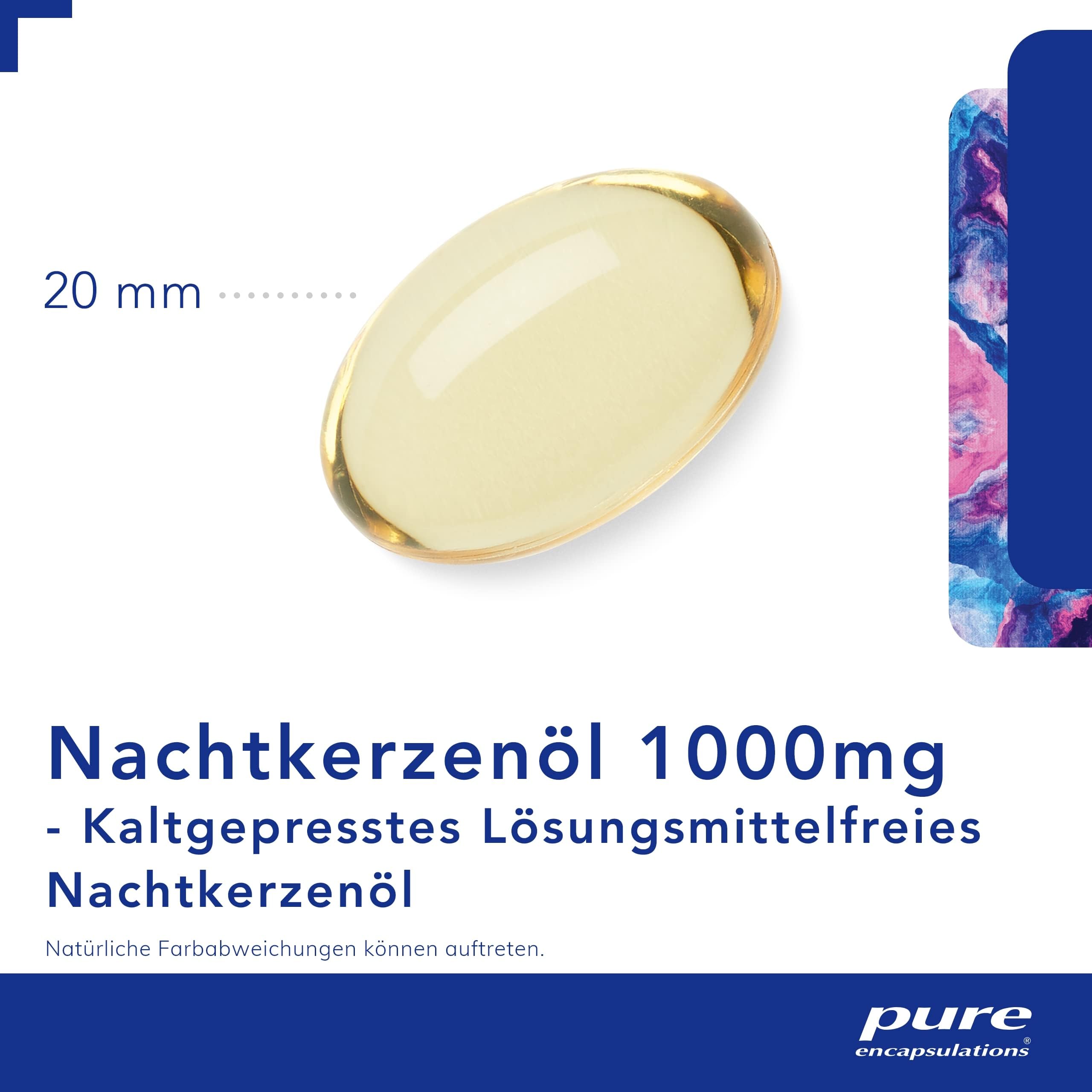 Pure Encapsulations - Nachtkerzenöl - Kalt gepresst, 9% Gamma-Linolensäure, Skincare Nahrungsergäzungsmittel - 100 Kapseln