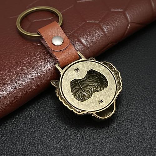 Miniatura 2 de COOLHOOD Abridores de botellas, llavero de cobre, cabeza de tigre, abrebotellas de cerveza, llavero de cuero vintage, colgante de mochila, Varios