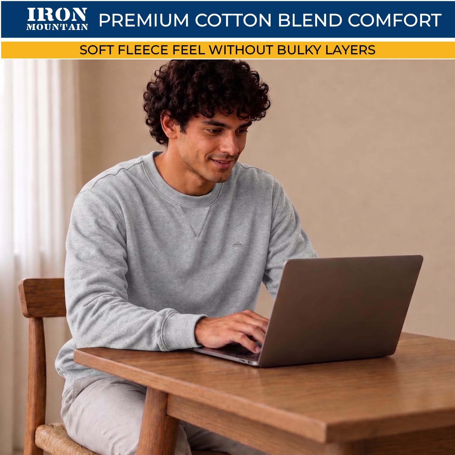Iron Mountain IMSWT205 Sudadera de Cuello Redondo para Hombre con Hilo Reciclado Anti-Pilling Flexible