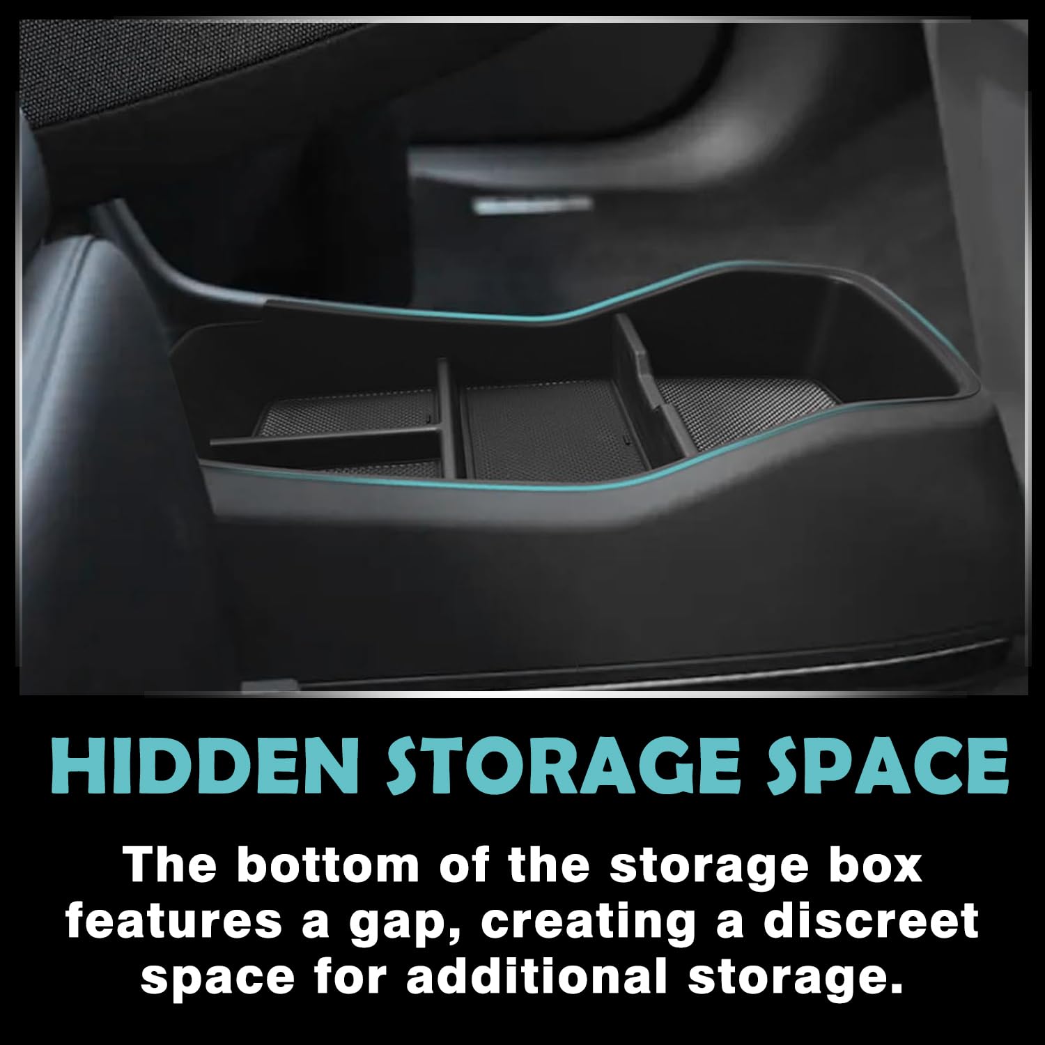 BestEvMod Organizer-Ablage für untere Mittelkonsole des EV9, Innenzubehör-Aufbewahrungsbox, ABS-Material mit PVC-Besatz, kompatibel mit 2024 Kia EV9 Zubehör (Unterer Organizer für Getränkehalter)