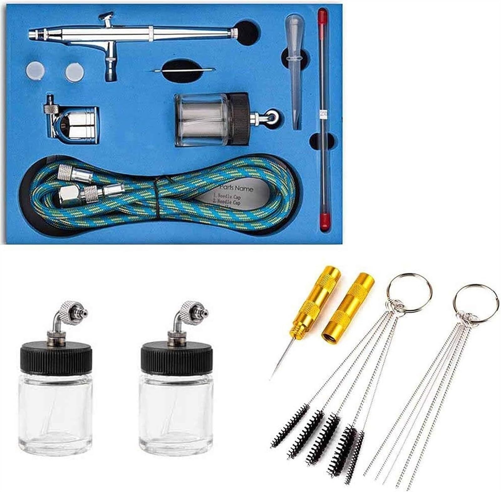 Opryskiwacz farby 0.2/0.3/0.5mm dysze Dual Action Airbrush zestaw kompresora powietrza 7cc/22cc kubek w sprayu aerograf do ręcznie robionych farb do ciast
