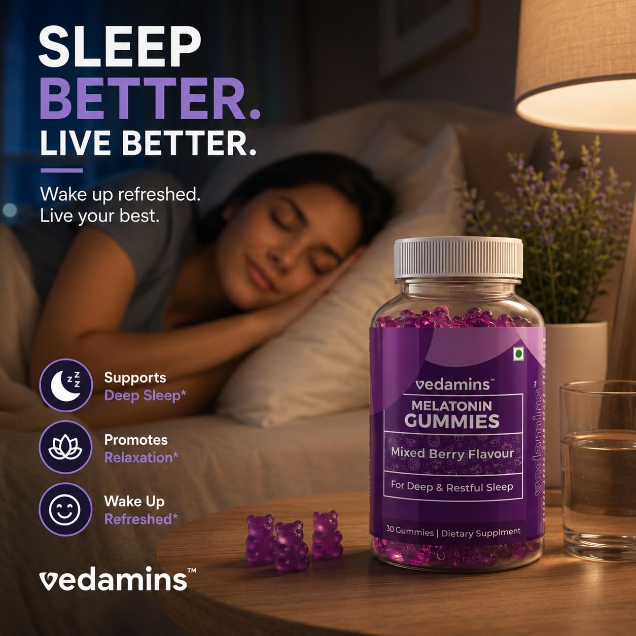 5mg Melatonin Gummies I Sleep Aid for Men & Women I Ashwagandha, Lemon Balm for Deep Sleep, Anxiety & Stress Relief I Non Habit forming Sleeping I Mixed berry flavour I 30 Gummies — Amazon image 4