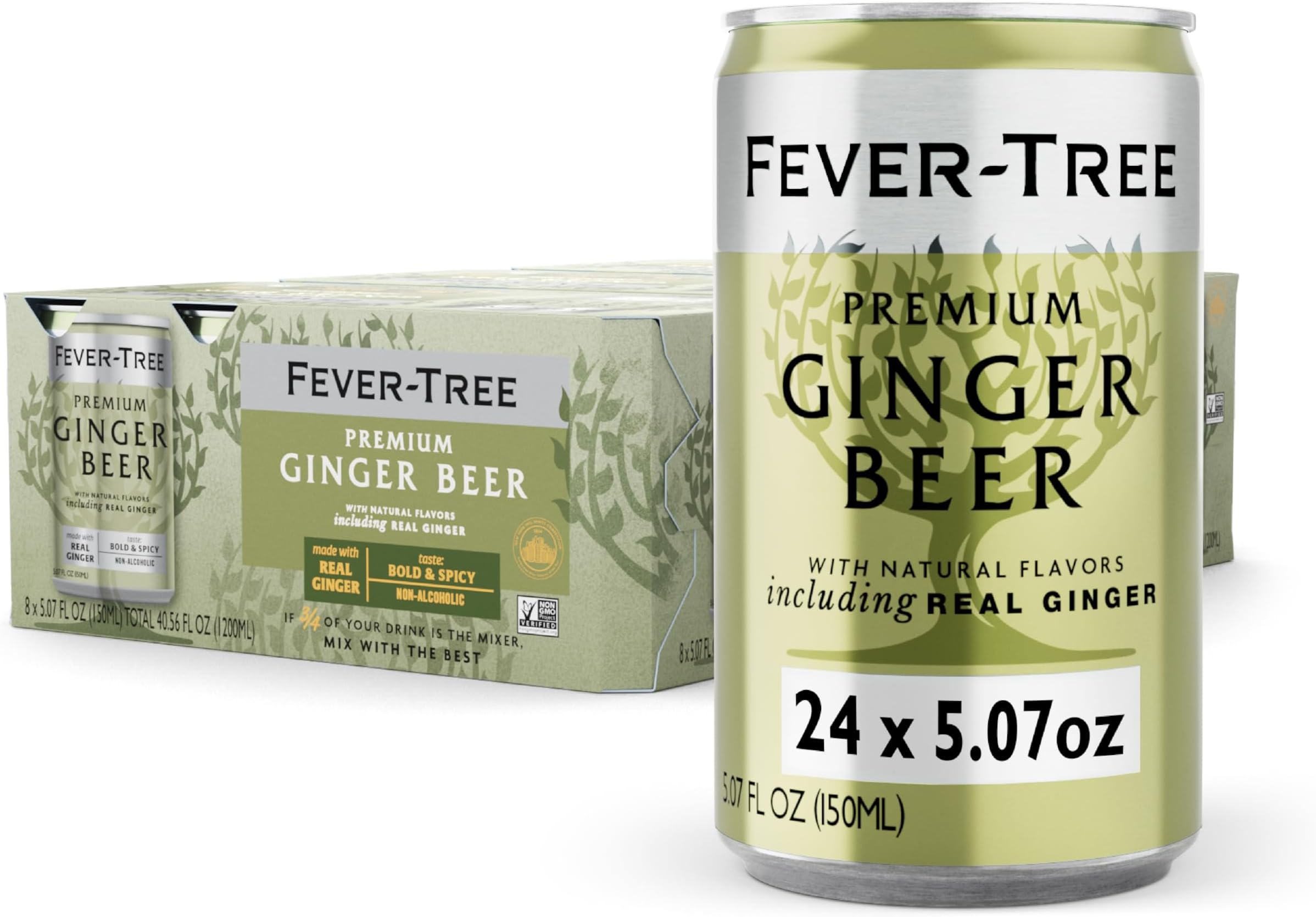 Premium Ginger Beer Cans, 24pk/5.07 fl oz, No Artificial Sweeteners, Flavorings or Preservatives